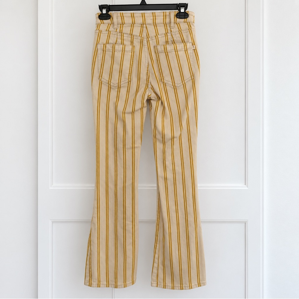 Pilcro Striped Flare Jeans in Cream and Mustard - Picture 3 of 4